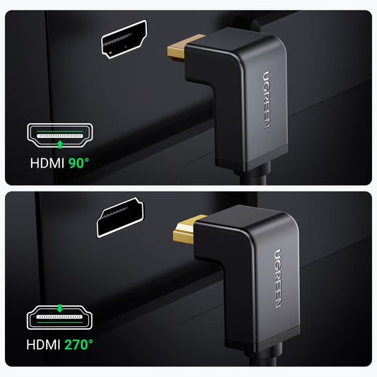 Ugreen-HD103-HDMI Cable Right Angle 90 Degree-5m-Black-10175