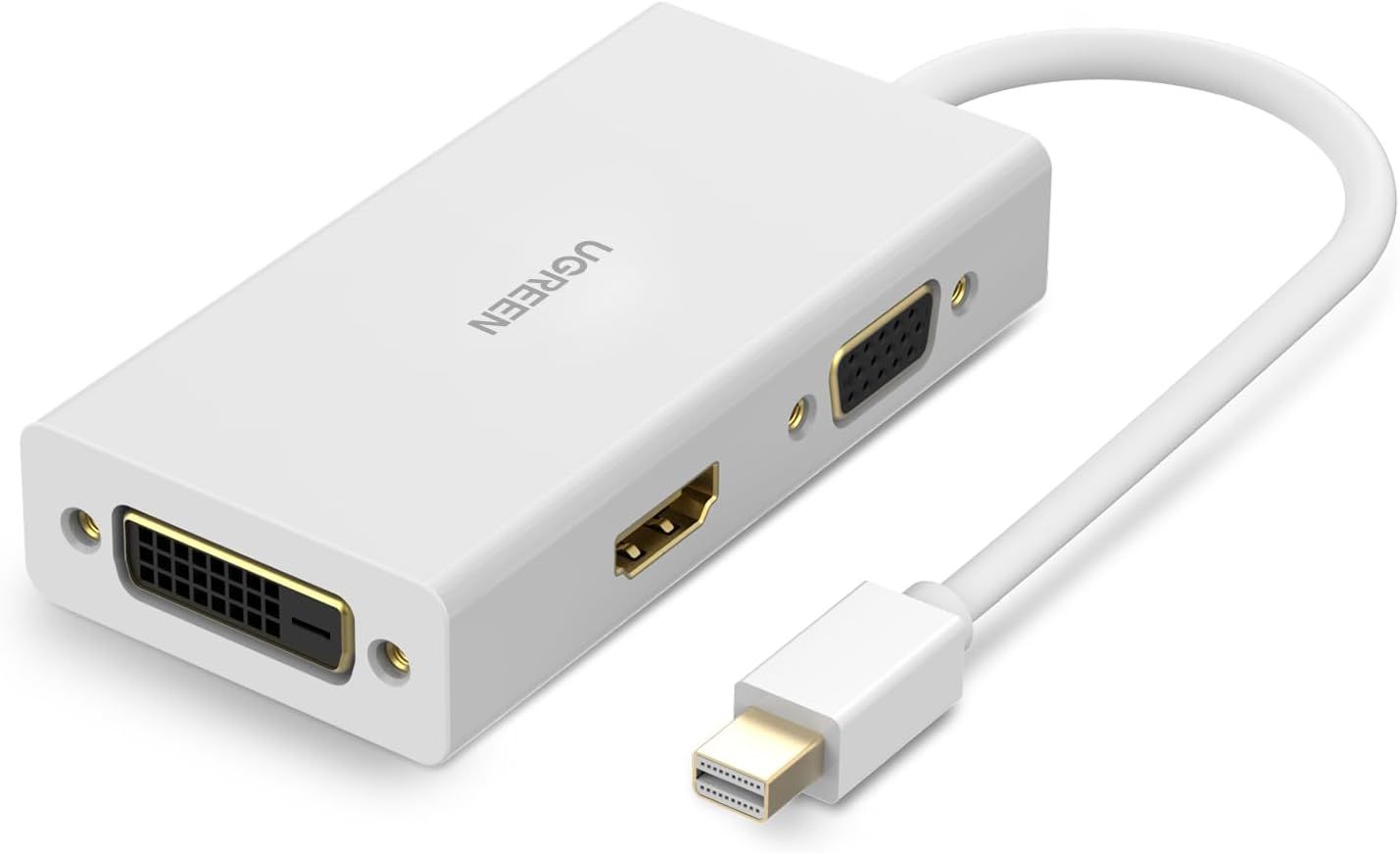 Ugreen-MD114-mini DP to HDMI/VGA/DVI Converter-White-20417