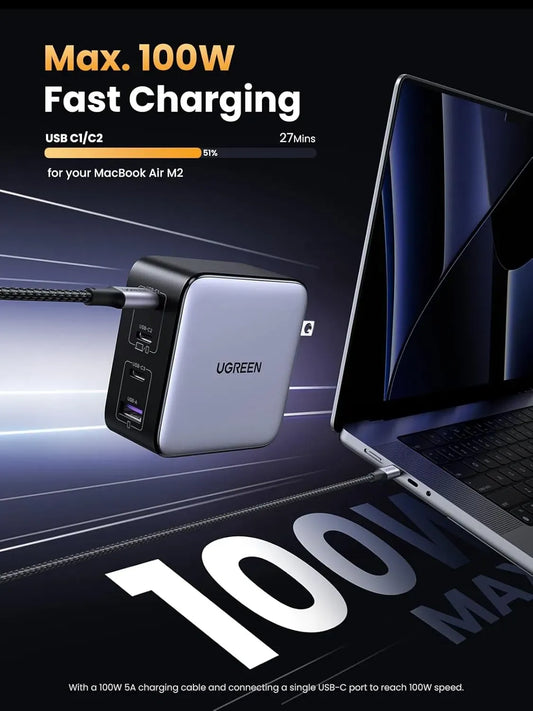 ACC-Ugreen-Charger-Nexode-Fast Charger-100W-3*USB-C/1*USB-A-Gray-40747