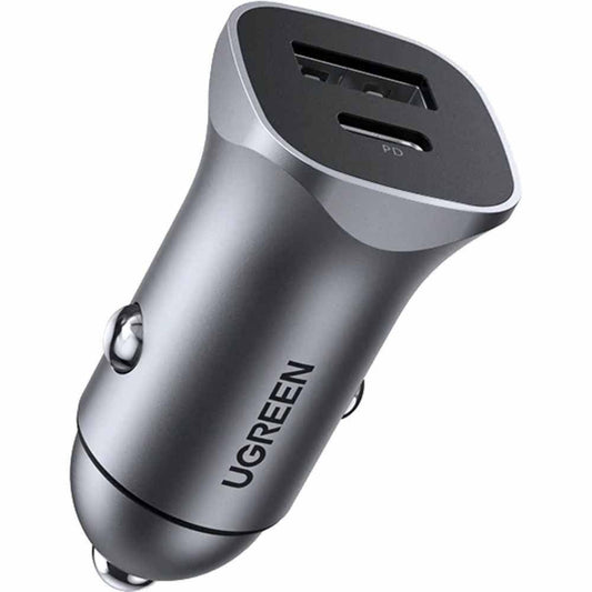 UGREEN Metal PD3.0 + QC3.0 Dual USB Car Charger -Space Grey (30780)
