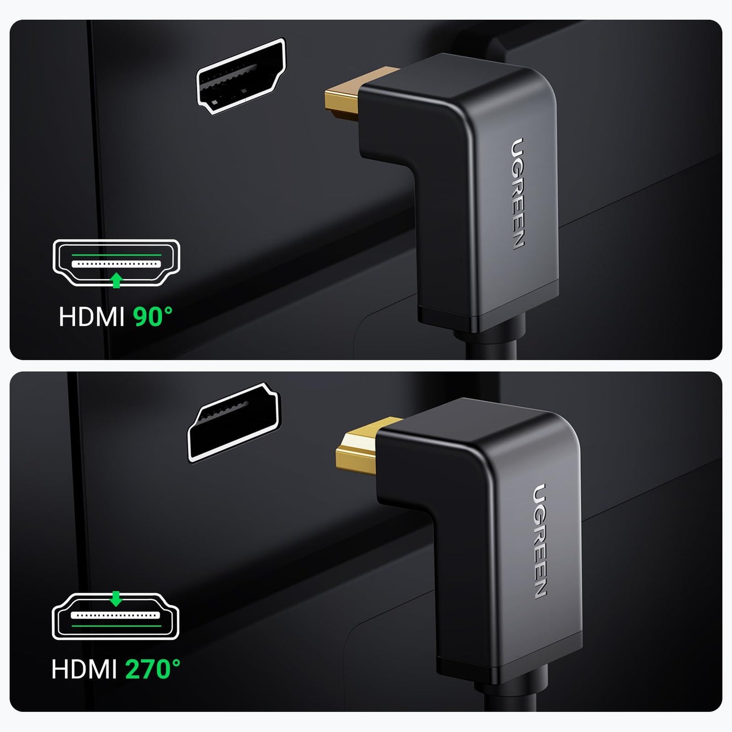 Ugreen-HD103-HDMI Cable Right Angle 90 Degree-5m-Black-10175