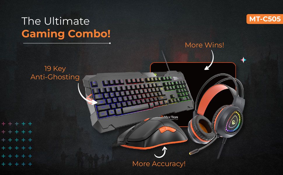 Combo-Meetion-C505-4 IN 1-Keyboard+Mouse+Hst+Mousepad