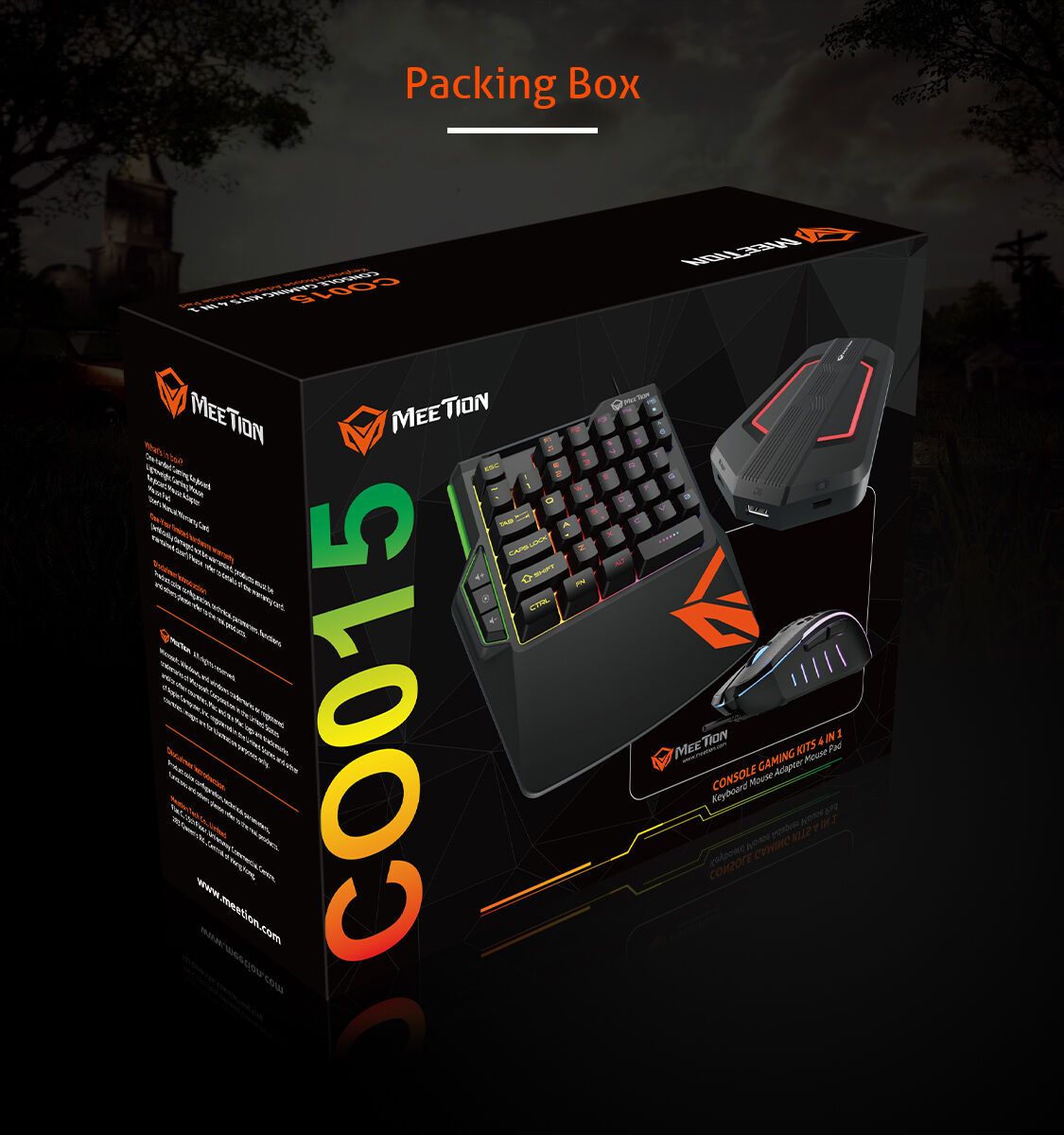 Combo-Meetion-CO015-4 in 1-Keyboard+Mouse+Adapter+Mouse pad