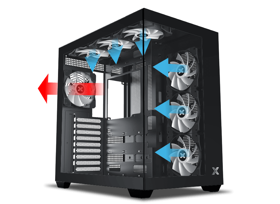 XIGMATEK AQUA V AIR TYPE C 7 FAN ARGB BTF BLACK MID TOWER CASE