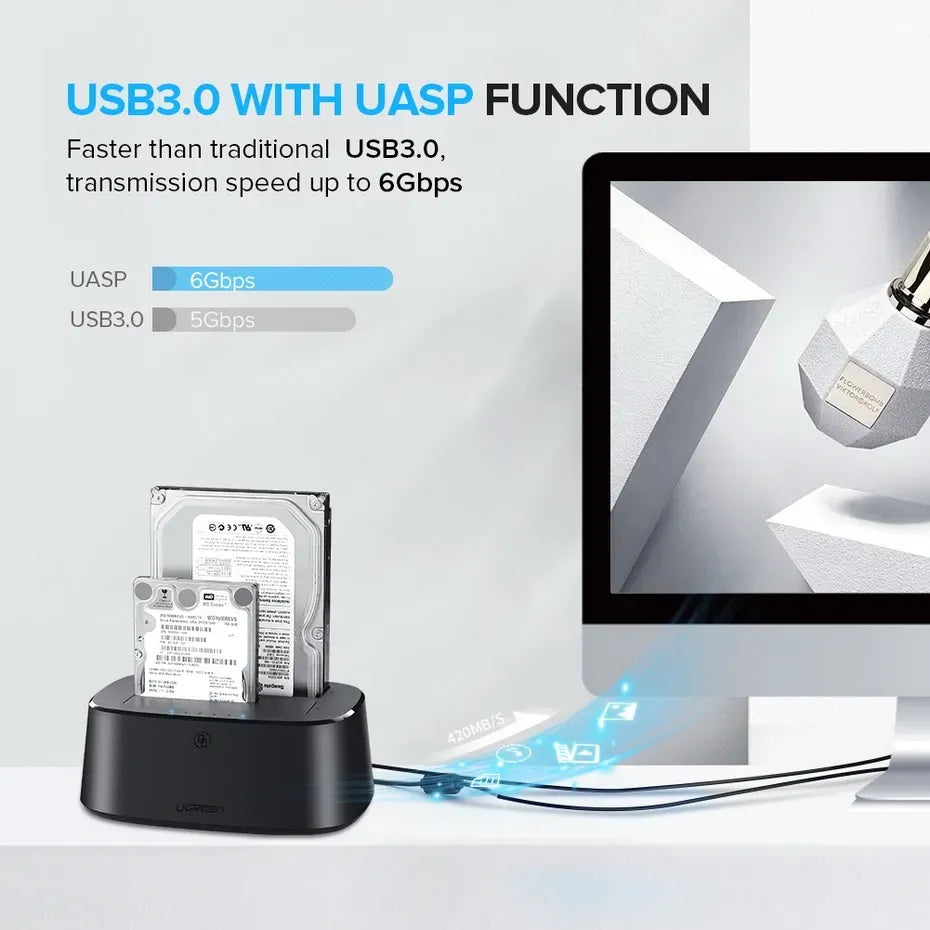 UGREEN USB 3.0 to SATA Dual-Bay Hard Drive Docking Station ( 50857 )