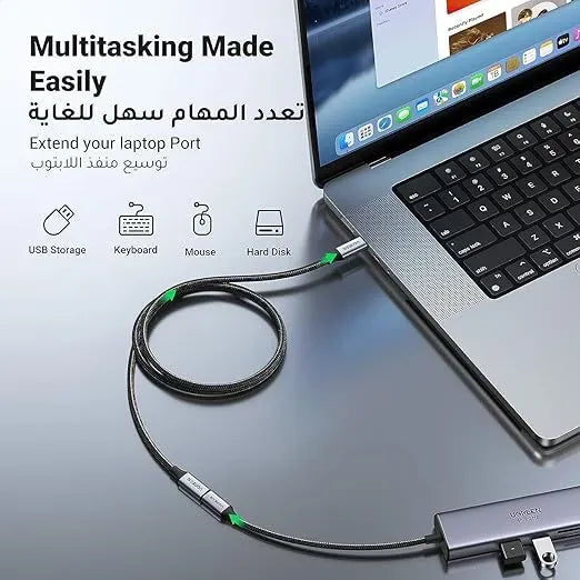 UGREEN USB-C Male to USB-C Female, Data transmission+ charging+ Audio&video - 30205