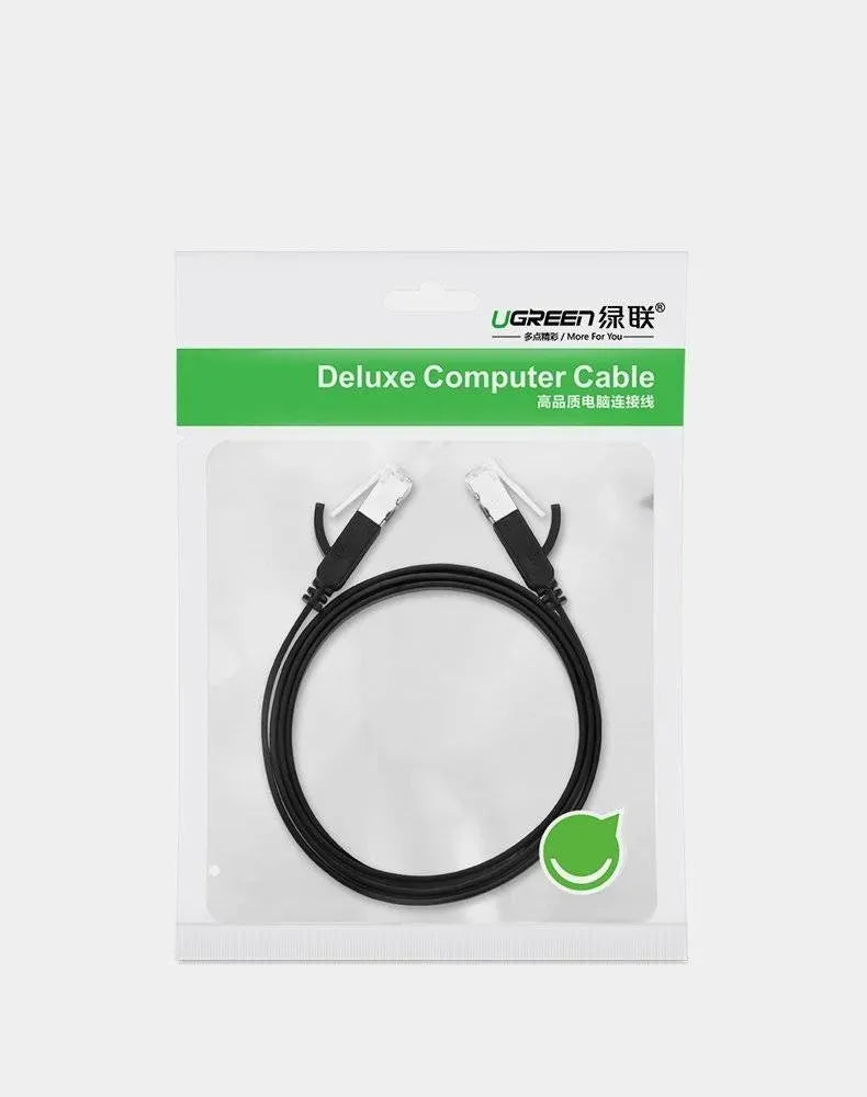 Ugreen Cat 6 U/UTP Pure Copper Ethernet  Flat 2m -Black - 50185