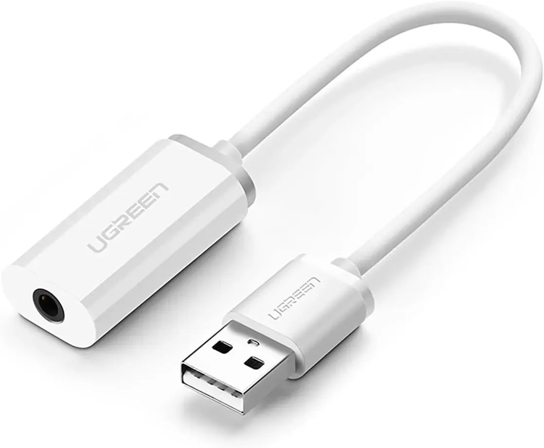 Ugreen-US206-USB A Male to 3.5 mm-Aux Cable-White-30712