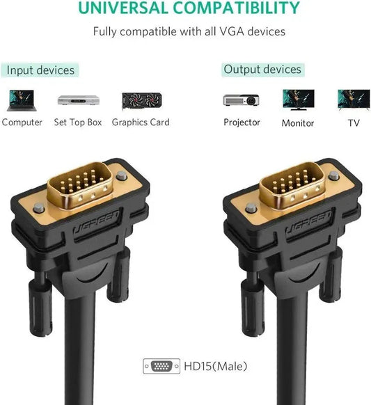 Ugreen-VGA Male to Male-Cable 3m-Black -11631