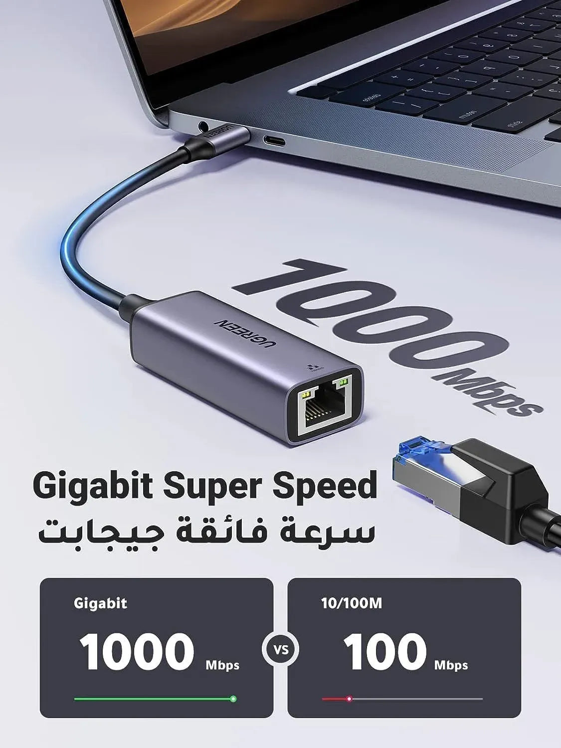 Ugreen-CM199-USB Type C to 10/100/1000M Ethernet-50737