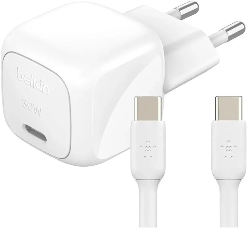 Belkin 30W USB-C Cube Wall Charger w/ 1M C-C Cable 30W | USB-C | PVC Cable 1M