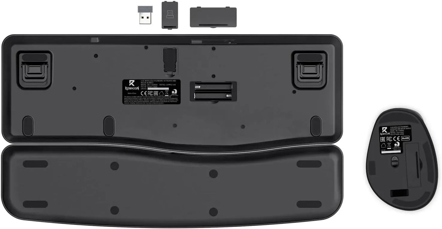 Redragon BS-7162MAX 2.4G Wireless Ergonomic Keyboard and Mouse Bundle – Black