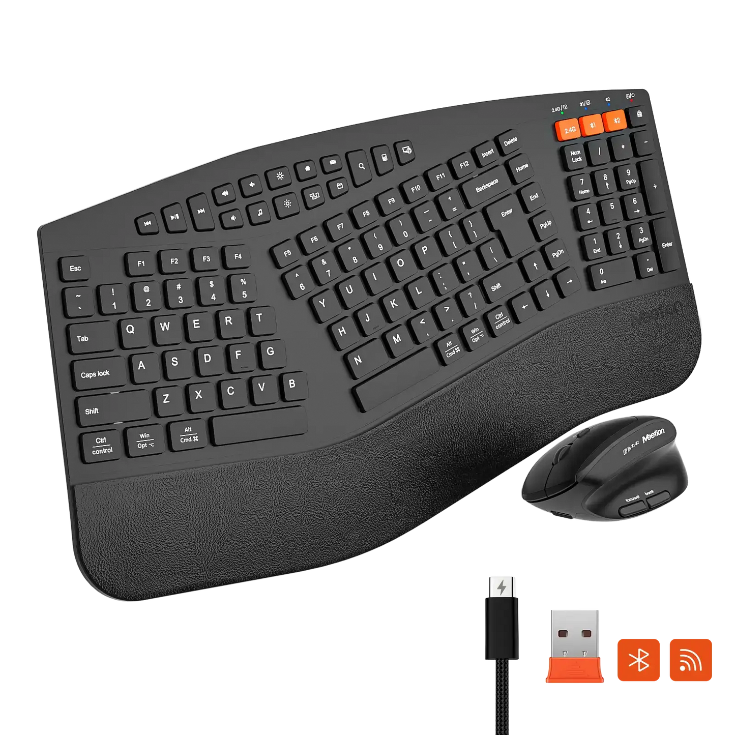 Meetion Director B2 Wireless And Bluetooth Dual Mode Ergonomic Keyboard And Mouse Combo