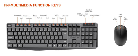 Meetion CW235 Sleek Design Wireless Arabic Keyboard And Mouse Combo